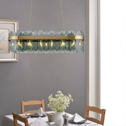 Luminária pendente de vidro minimalista, cor única, retangular, ilha de luz de teto