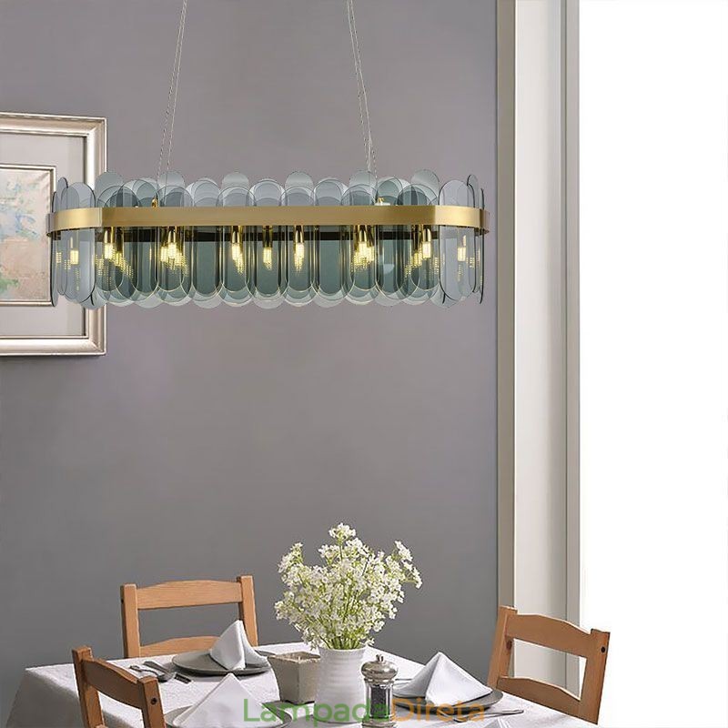 Luminária pendente de vidro minimalista, cor única, retangular, ilha de luz de teto