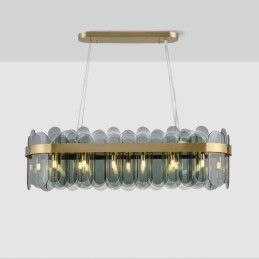 Luminária pendente de vidro minimalista, cor única, retangular, ilha de luz de teto