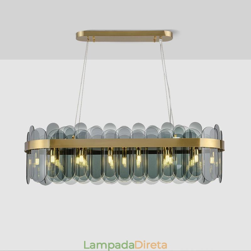 Luminária pendente de vidro minimalista, cor única, retangular, ilha de luz de teto