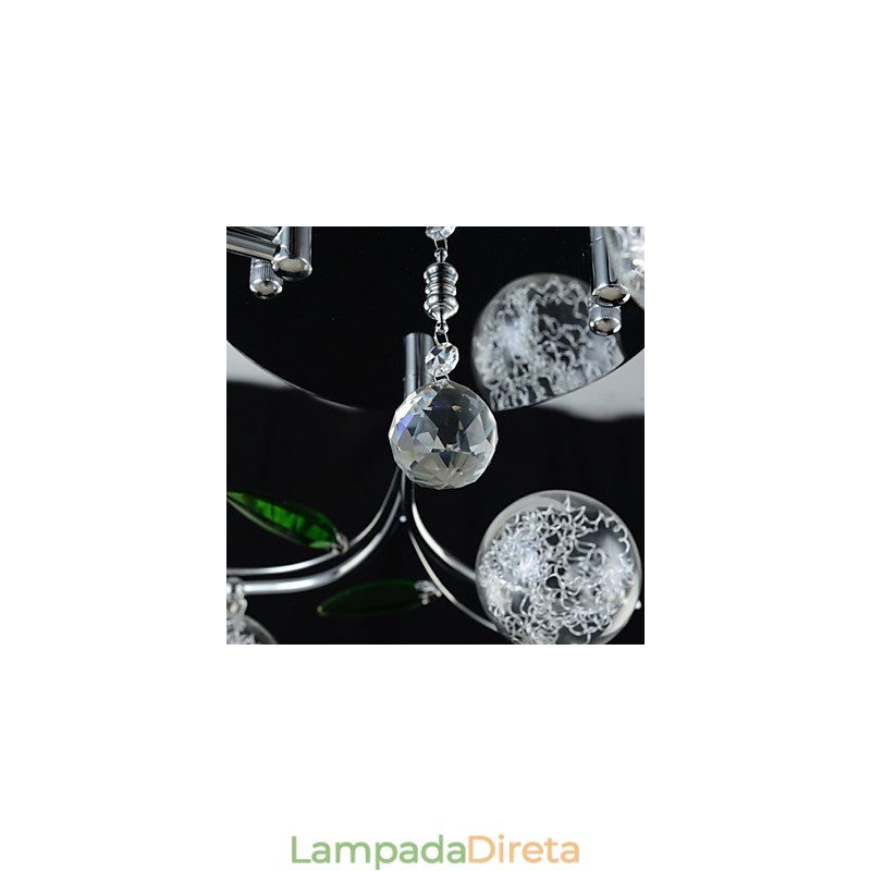 Lustre 6 Luzes Country Alumínio Vidro Cromado