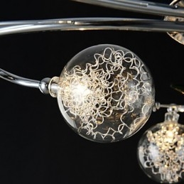Lustre 6 Luzes Country Alumínio Vidro Cromado