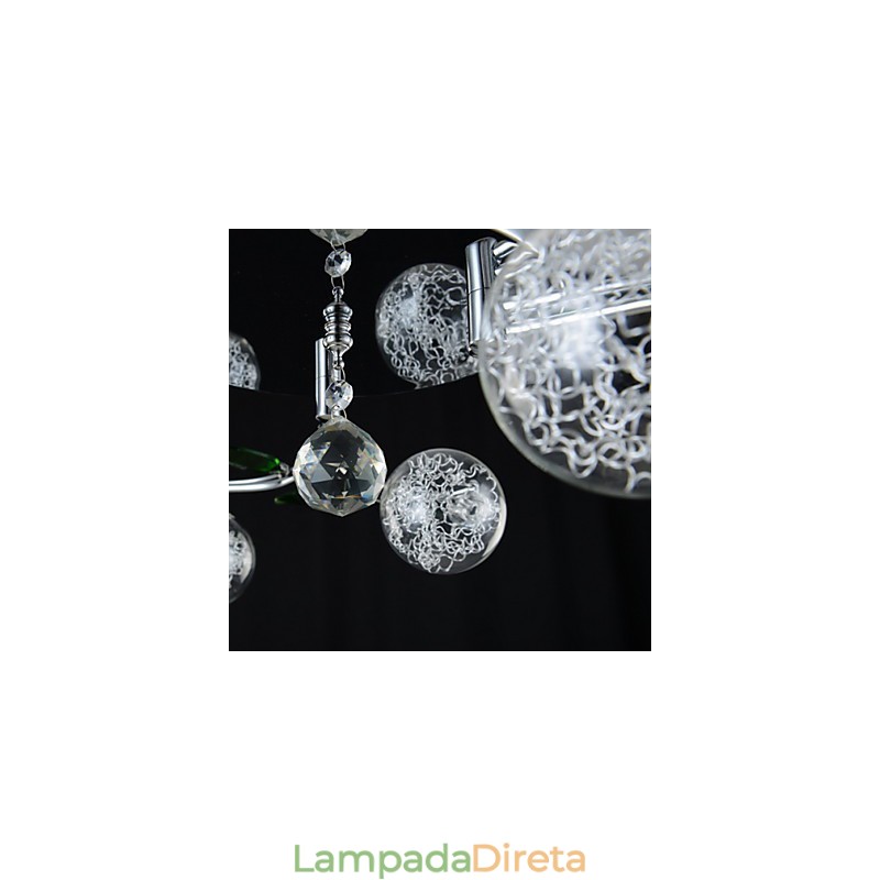 Lustre 6 Luzes Country Alumínio Vidro Cromado