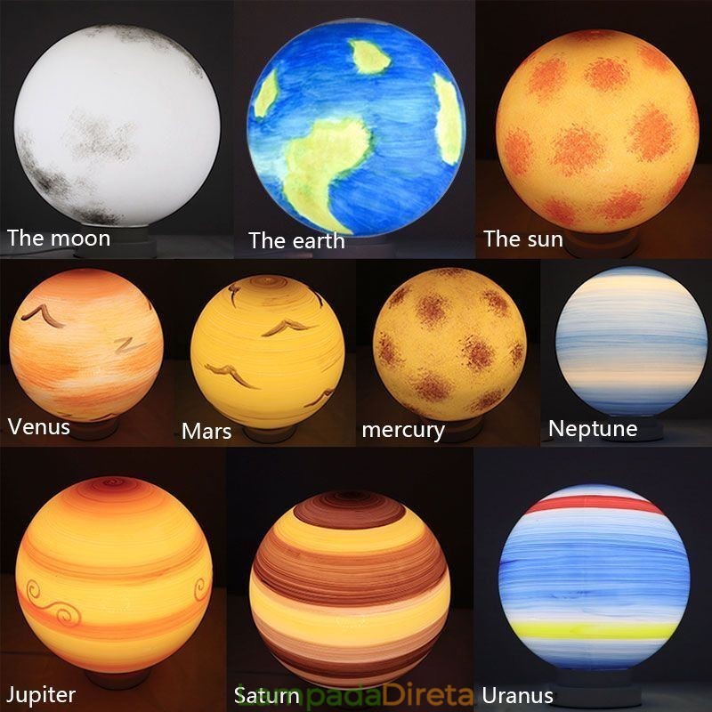 Luminária pendente Nordic Planet Design Lustre exclusivo com planetas do sistema solar