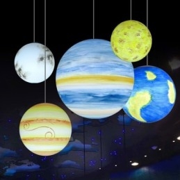 Luminária pendente Nordic Planet Design Lustre exclusivo com planetas do sistema solar