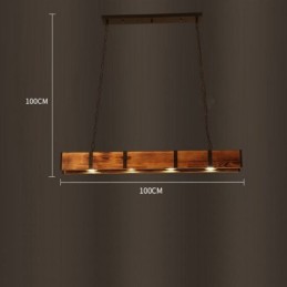 Luminária pendente estilo industrial retangular de madeira para teto com ilha
