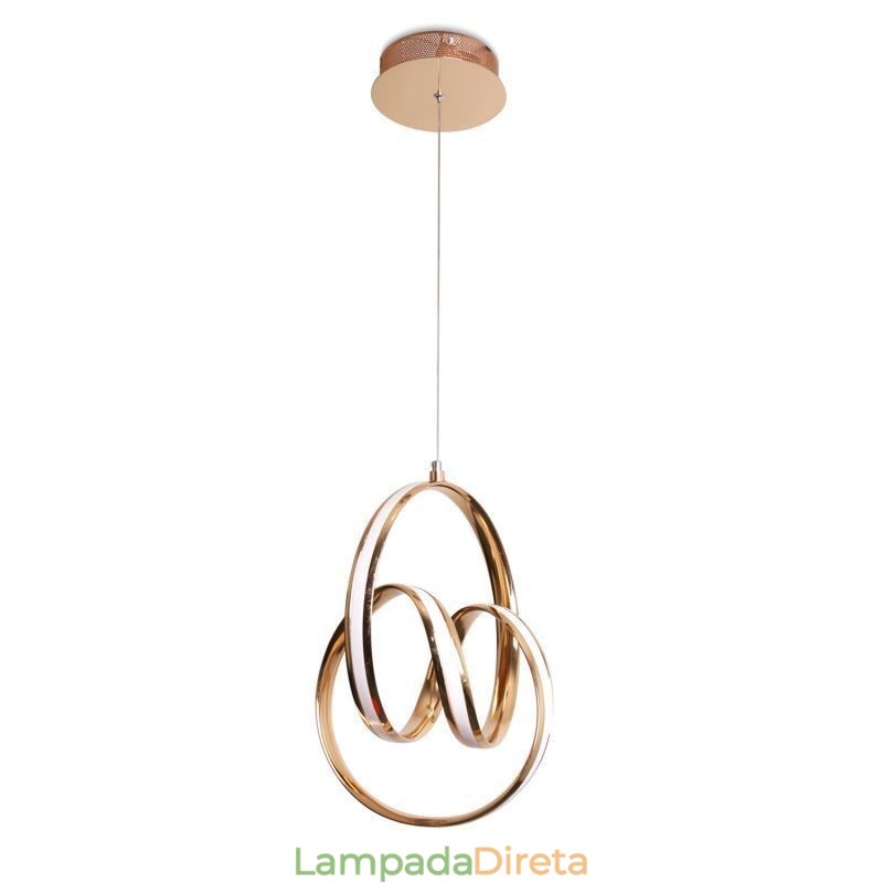 Luminária pendente minimalista moderna com torção circular única e luminária de ilha