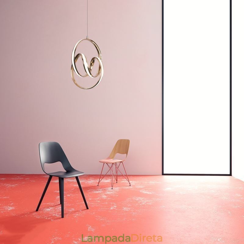 Luminária pendente minimalista moderna com torção circular única e luminária de ilha