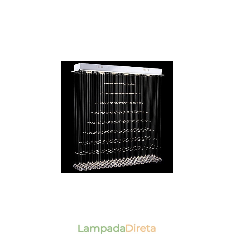 Luminária pendente retangular de cristal, lustre de teto, luminárias de iluminação