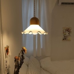 Luminária pendente moderna de vidro com renda, luminária pendente de cabeça única