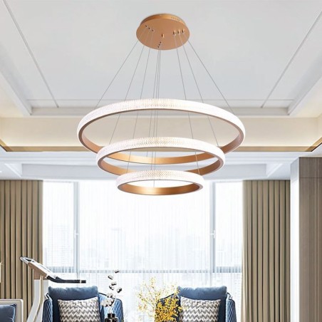 Luminária pendente moderna acrílica 3 anéis lâmpada 80+60+40cm Luminária pendente moderna acrílica 3 anéis lâmpada 80+60+40cm