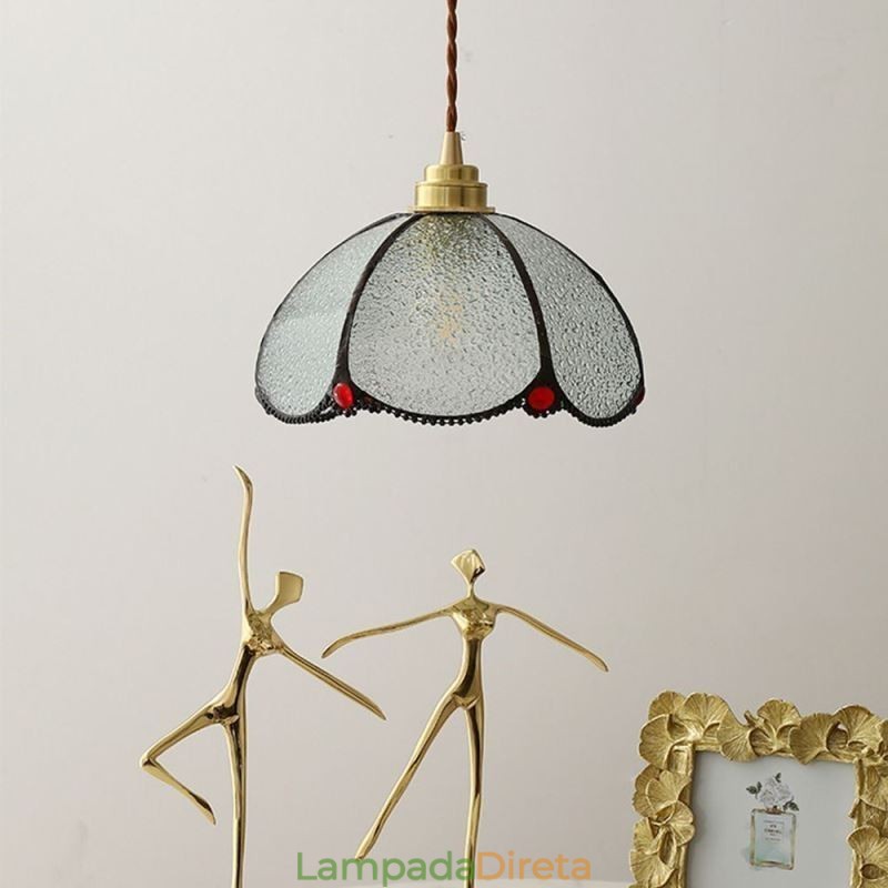 Luminária pendente minimalista de vidro com pétalas, luminária pendente de vidro de cabeça única