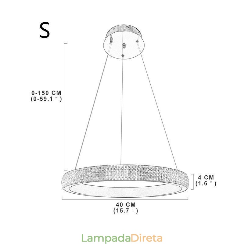 Luminária pendente de anel Luminária minimalista em acrílico
