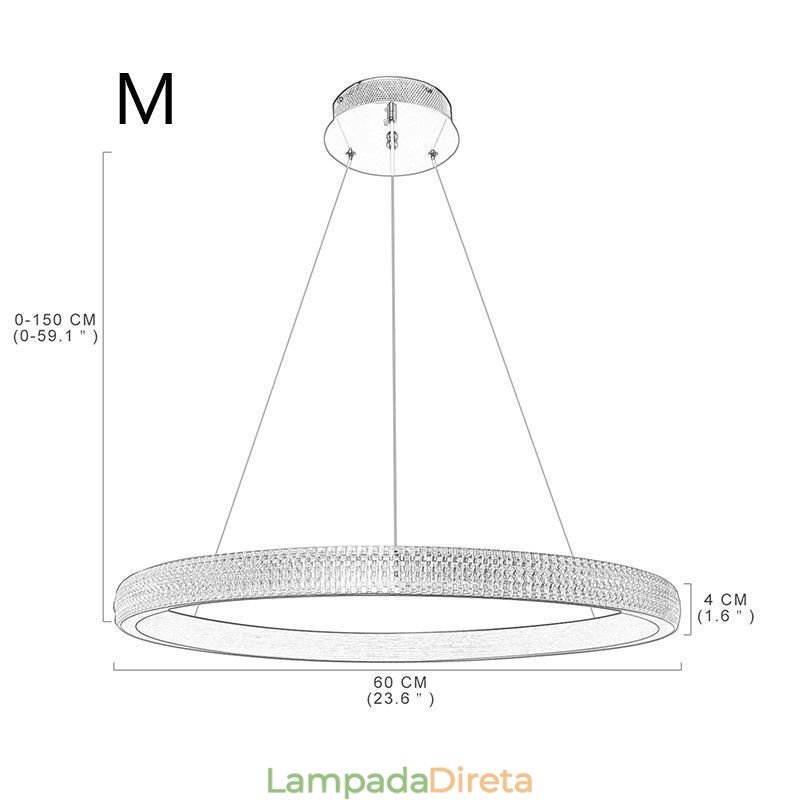 Luminária pendente de anel Luminária minimalista em acrílico