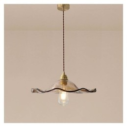 Luminária pendente de vidro com folha de lótus Luminária decorativa criativa