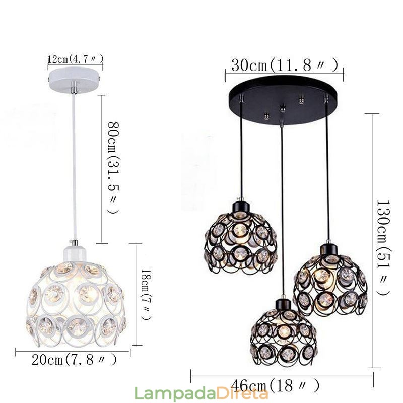 Ideias de ilha para luminária pendente de ferro com cristal oco