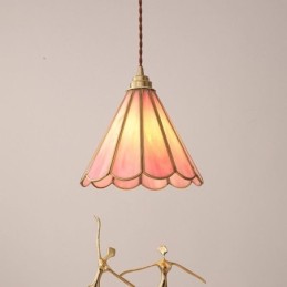 Luminária pendente de vidro estilo japonês, luminária retrô com pétalas