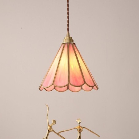 Luminária pendente de vidro estilo japonês, luminária retrô com pétalas Luminária pendente de vidro estilo japonês, luminária retrô com pétalas