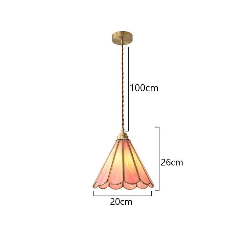Luminária pendente de vidro estilo japonês, luminária retrô com pétalas