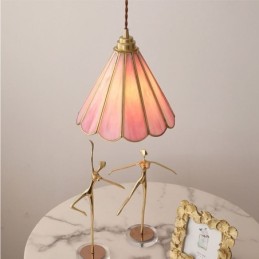 Luminária pendente de vidro estilo japonês, luminária retrô com pétalas