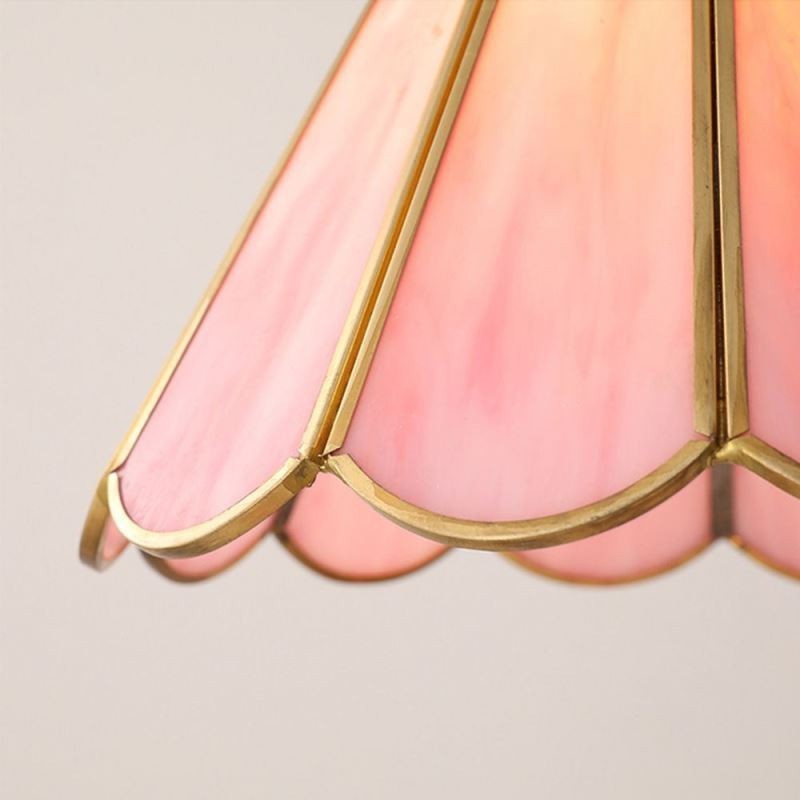 Luminária pendente de vidro estilo japonês, luminária retrô com pétalas