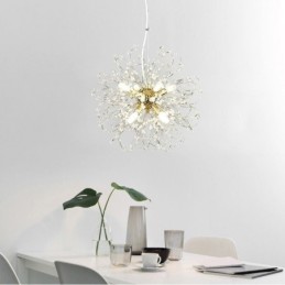 Lustre pendente de cristal dente-de-leão elegante