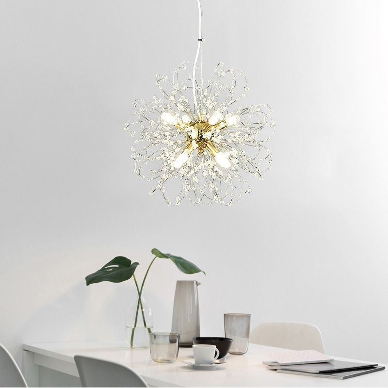 Lustre pendente de cristal dente-de-leão elegante