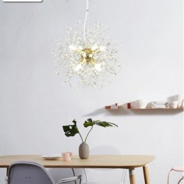 Lustre pendente de cristal dente-de-leão elegante