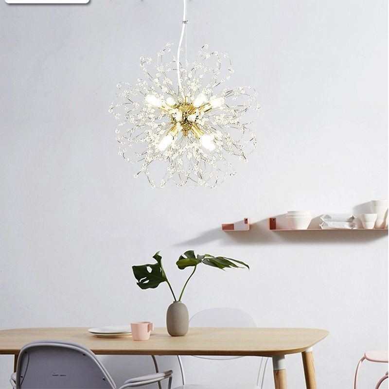 Lustre pendente de cristal dente-de-leão elegante