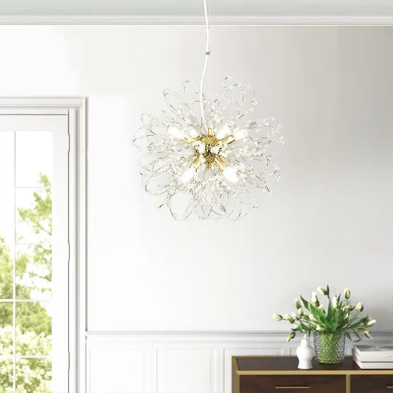 Lustre pendente de cristal dente-de-leão elegante