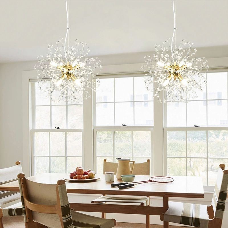 Lustre pendente de cristal dente-de-leão elegante