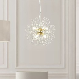 Lustre pendente de cristal dente-de-leão elegante