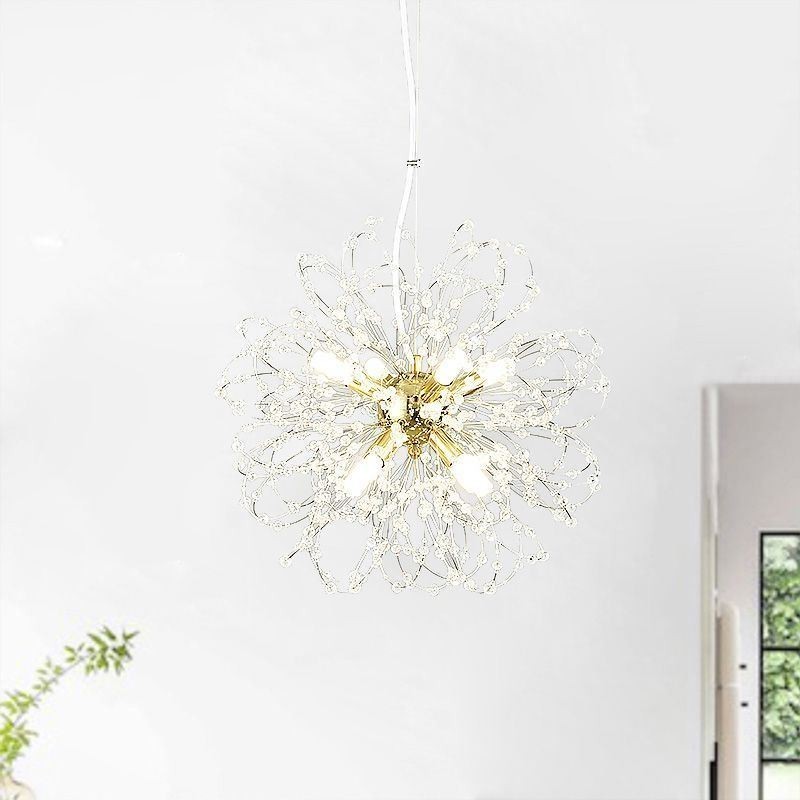 Lustre pendente de cristal dente-de-leão elegante