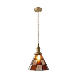 Luminária pendente de vidro retrô em treliça estilo japonês