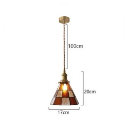 Luminária pendente de vidro retrô em treliça estilo japonês