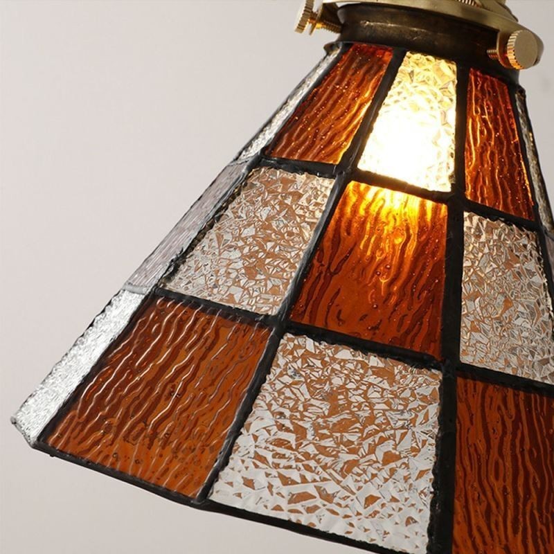Luminária pendente de vidro retrô em treliça estilo japonês