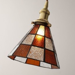Luminária pendente de vidro retrô em treliça estilo japonês