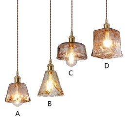 Mini luminária pendente de vidro exclusiva estilo japonês cor âmbar iluminação decorativa