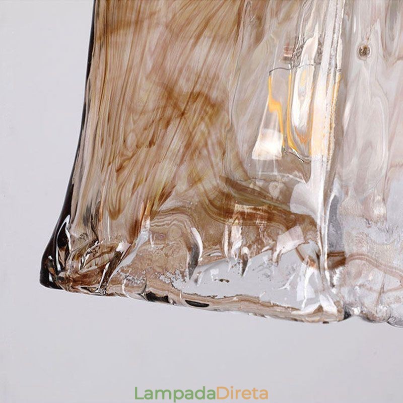 Mini luminária pendente de vidro exclusiva estilo japonês cor âmbar iluminação decorativa