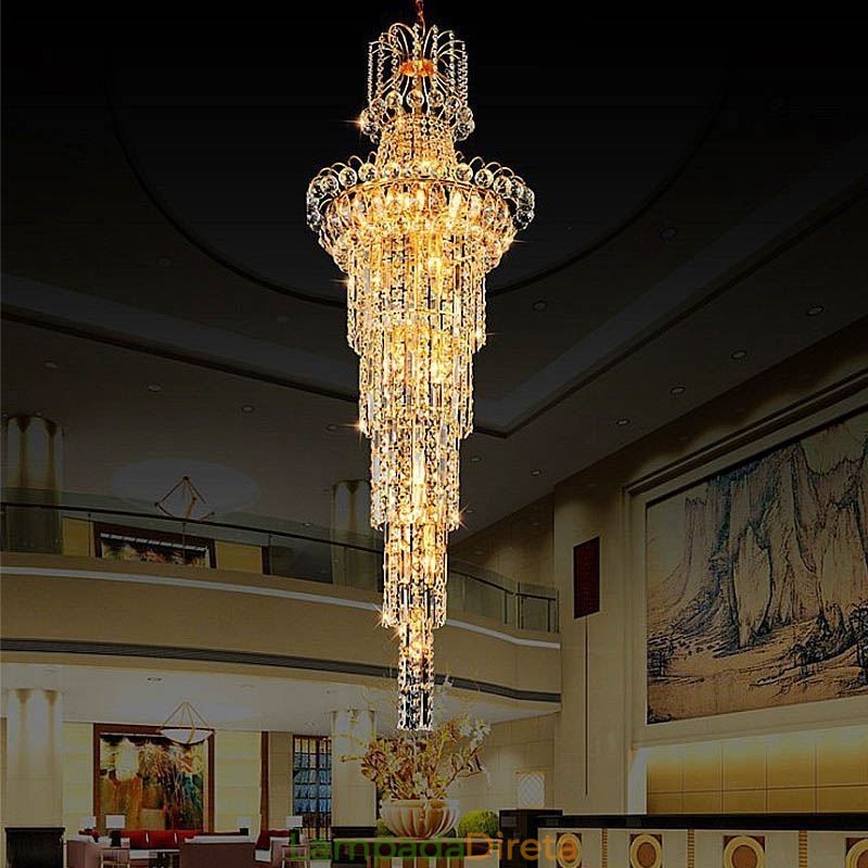 Lustre de cristal europeu com pingente longo