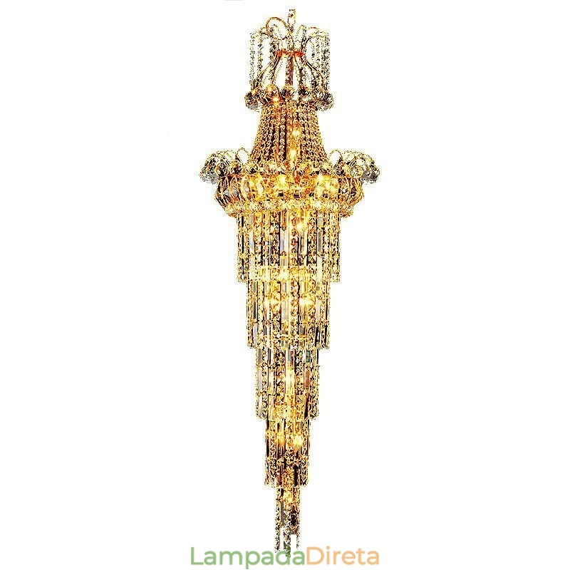 Lustre de cristal europeu com pingente longo