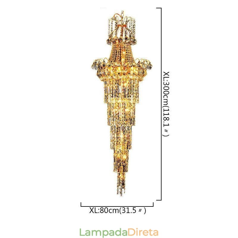 Lustre de cristal europeu com pingente longo