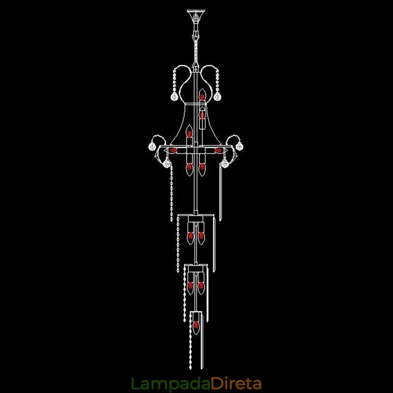 Lustre de cristal europeu com pingente longo