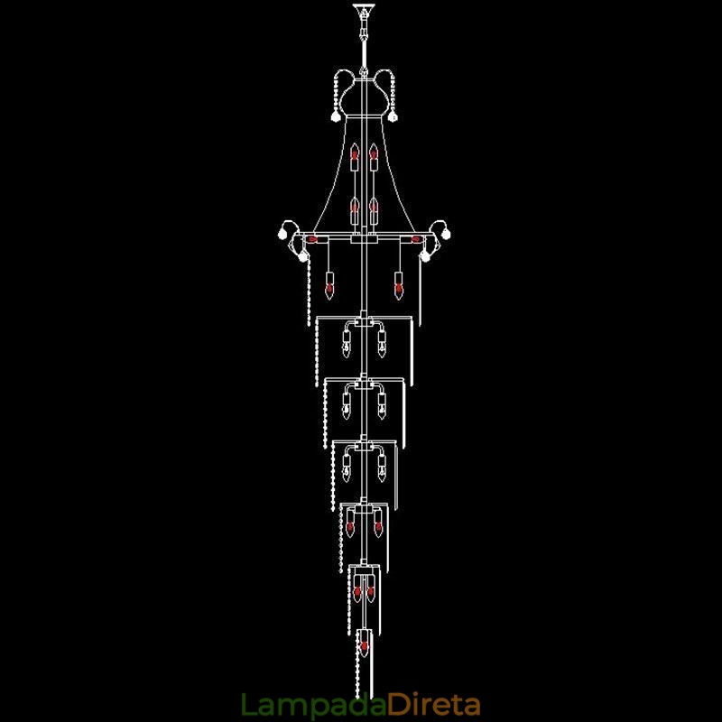 Lustre de cristal europeu com pingente longo