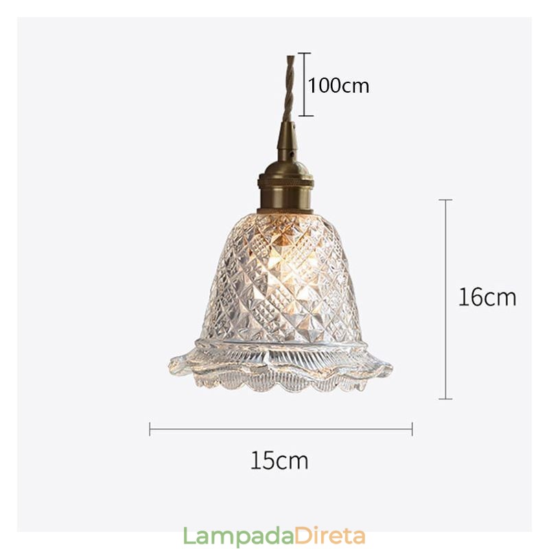 Luminária pendente de vidro com flor moderna 1 luminária decorativa