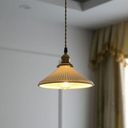 Luminária pendente de cerâmica estilo japonês, luminária pendente retrô plissada
