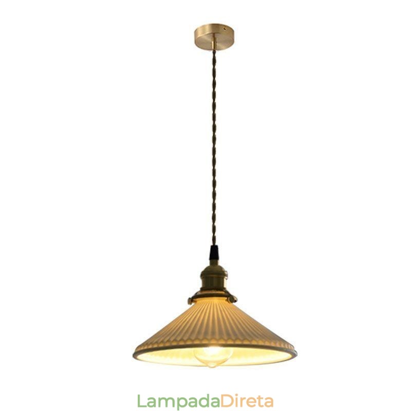 Luminária pendente de cerâmica estilo japonês, luminária pendente retrô plissada