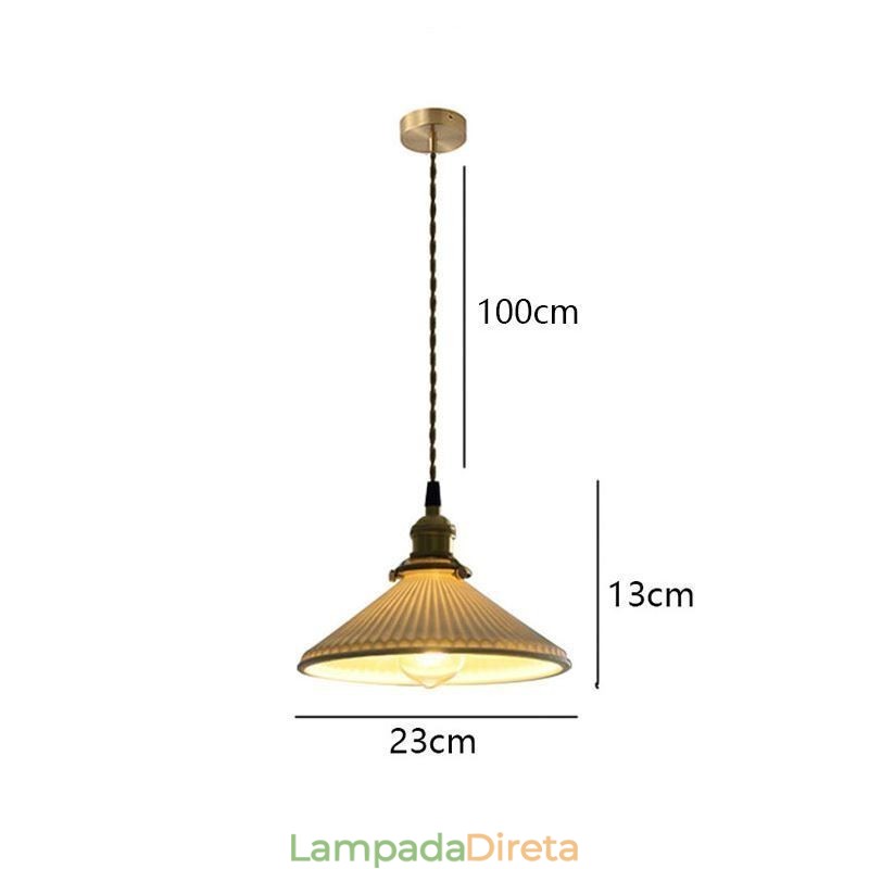 Luminária pendente de cerâmica estilo japonês, luminária pendente retrô plissada