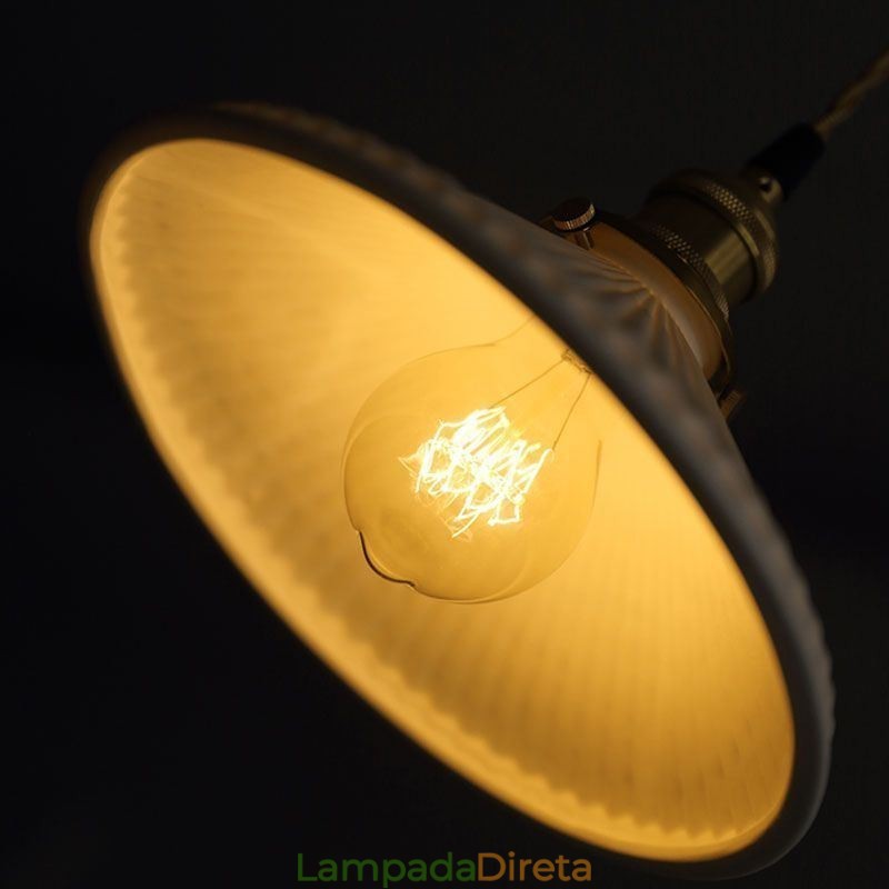 Luminária pendente de cerâmica estilo japonês, luminária pendente retrô plissada