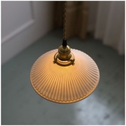 Luminária pendente de cerâmica estilo japonês, luminária pendente retrô plissada